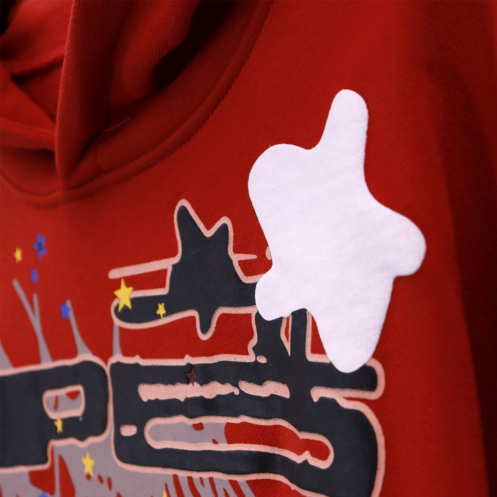 Sp5der Spider Web Hoodie-Red #5505