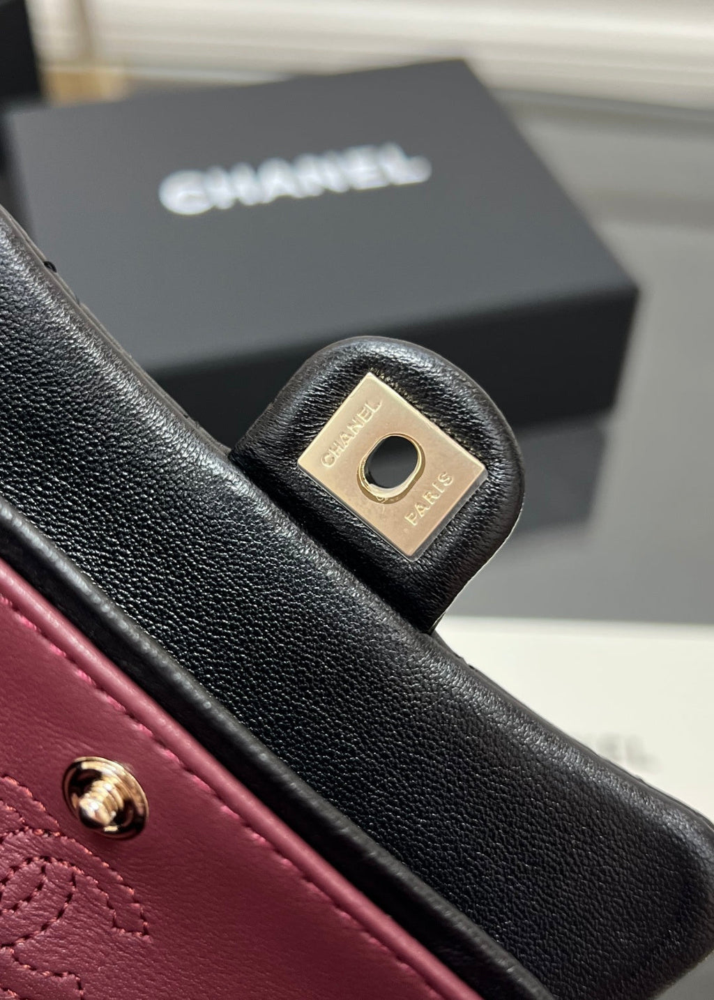 CHANEL 25S FLAP CHARM BAG 13 IN BLACK LAMBSKIN