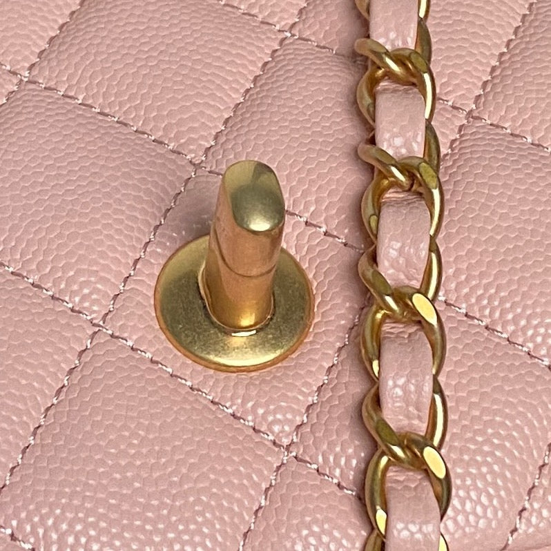 CHANEL 25S FLAP BAG 19 IN PINK CALFSKIN GOLD HARDWARE