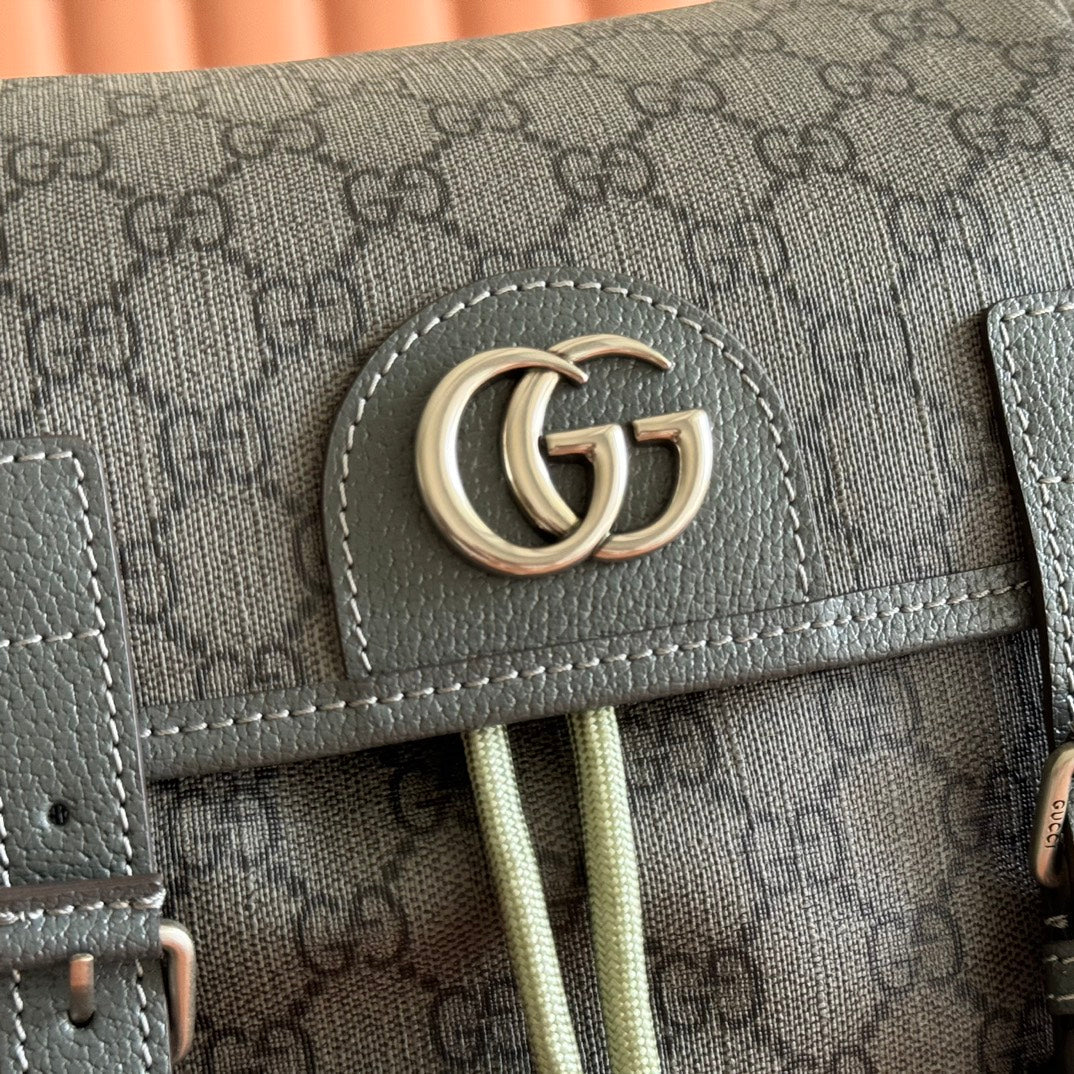 GUCCI 25S OPHIDIA MEDIUM BACKPACK 40 IN GREEN GRAY CALFSKIN