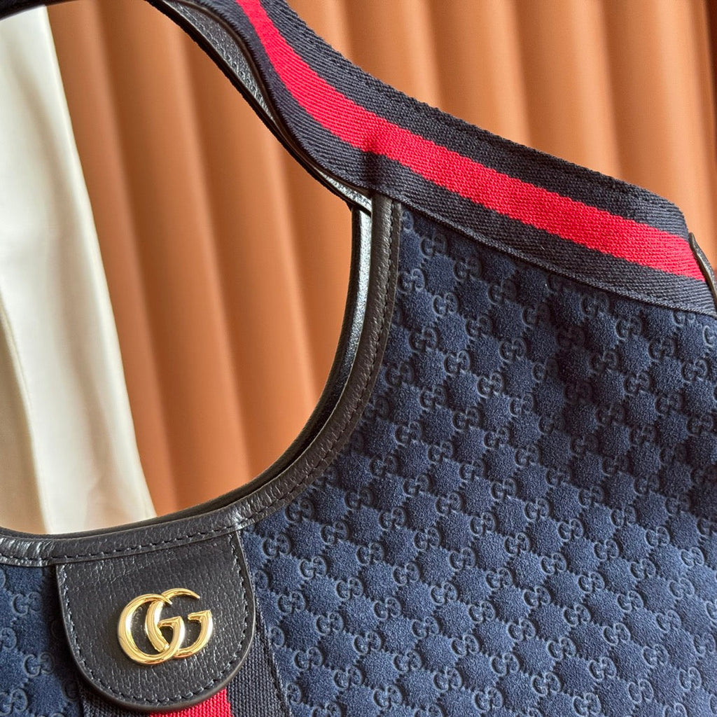 GUCCI 25S GIGLIO LARGE TOTE BAG 25 CM IN CHARCOAL GRAY CANVAS